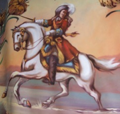 Oil on Silk painting of King William III at the Battle of the Boyne